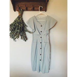 Baby Blue Button Down Midi Dress